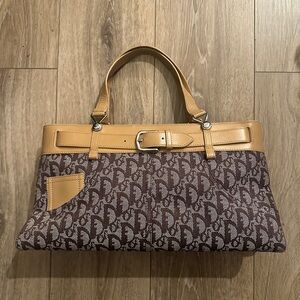 Vintage Dior Street Chic Oblique canvas leather shoulder bag / tote